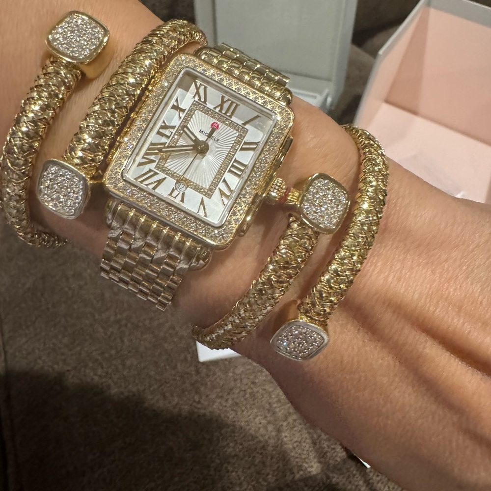 Dazzling MICHELE Deco Diamond Bezel Watch – .60 CTW – Ref. MWW06G000003 - Picture 6 of 17